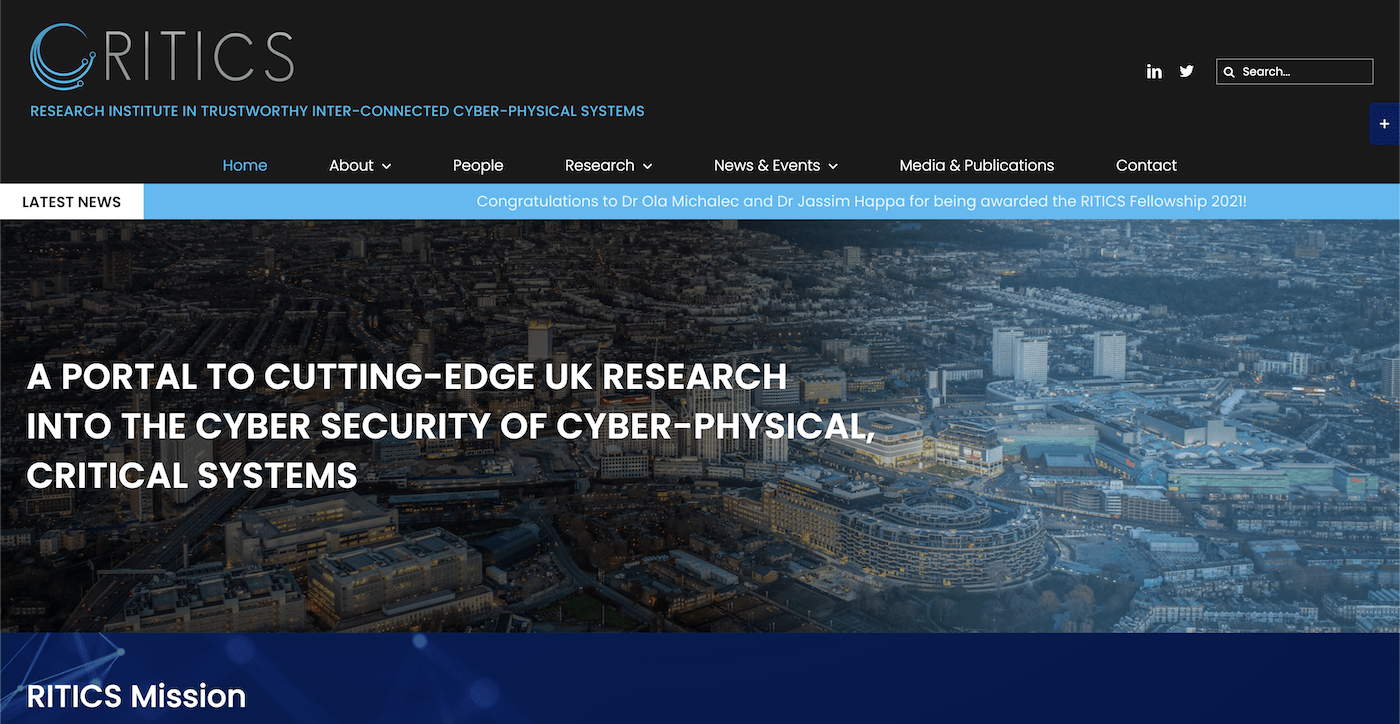 Cutting edge uk research RITICS home page security