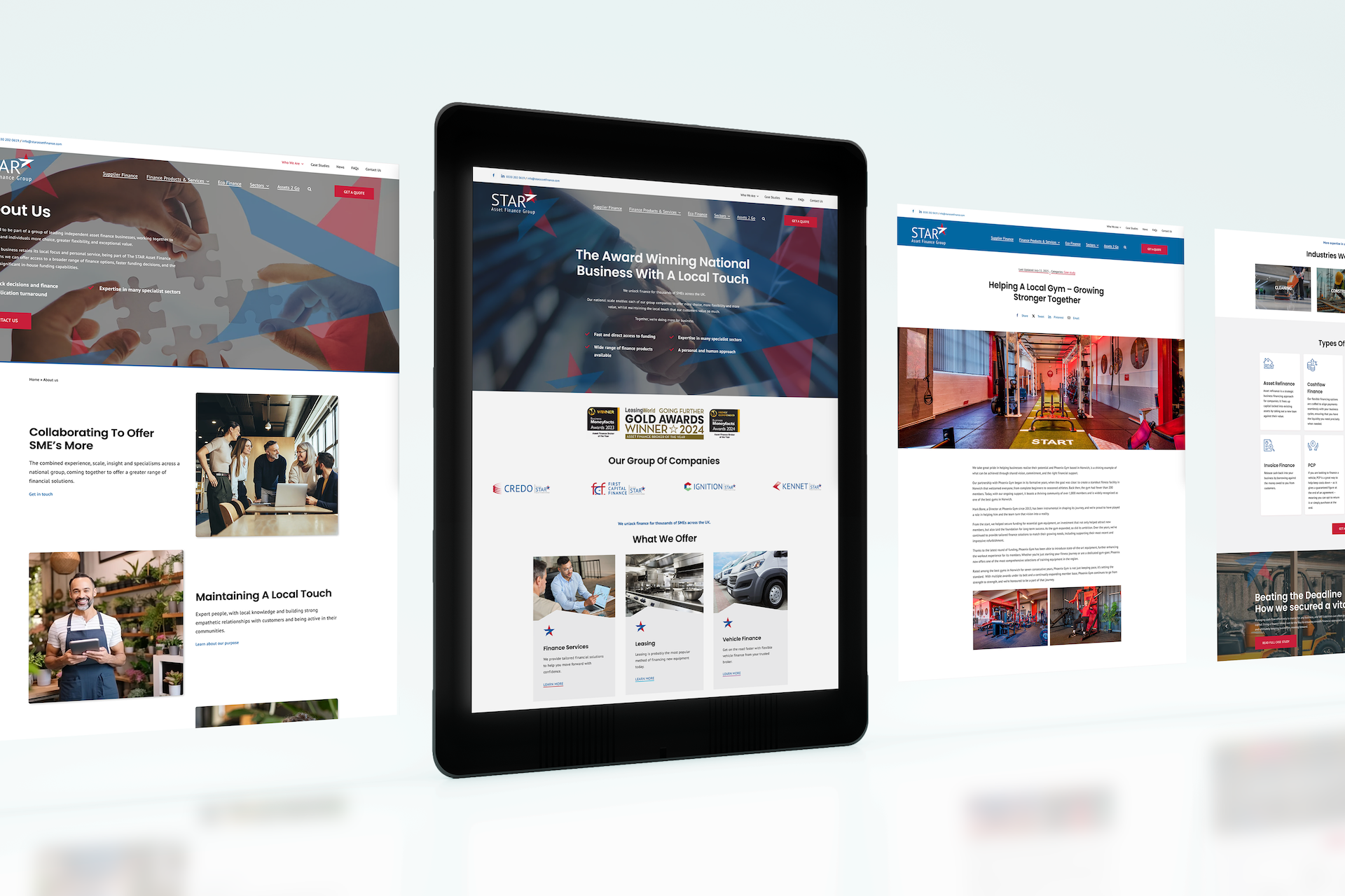 StarAssetFinanceiPads Range of STAR Asset Finance web pages on iPads