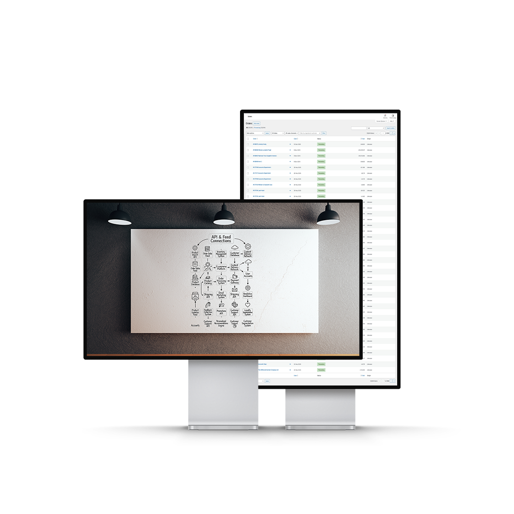 Linking systems to automate product imports, order data, and dynamic content delivery.